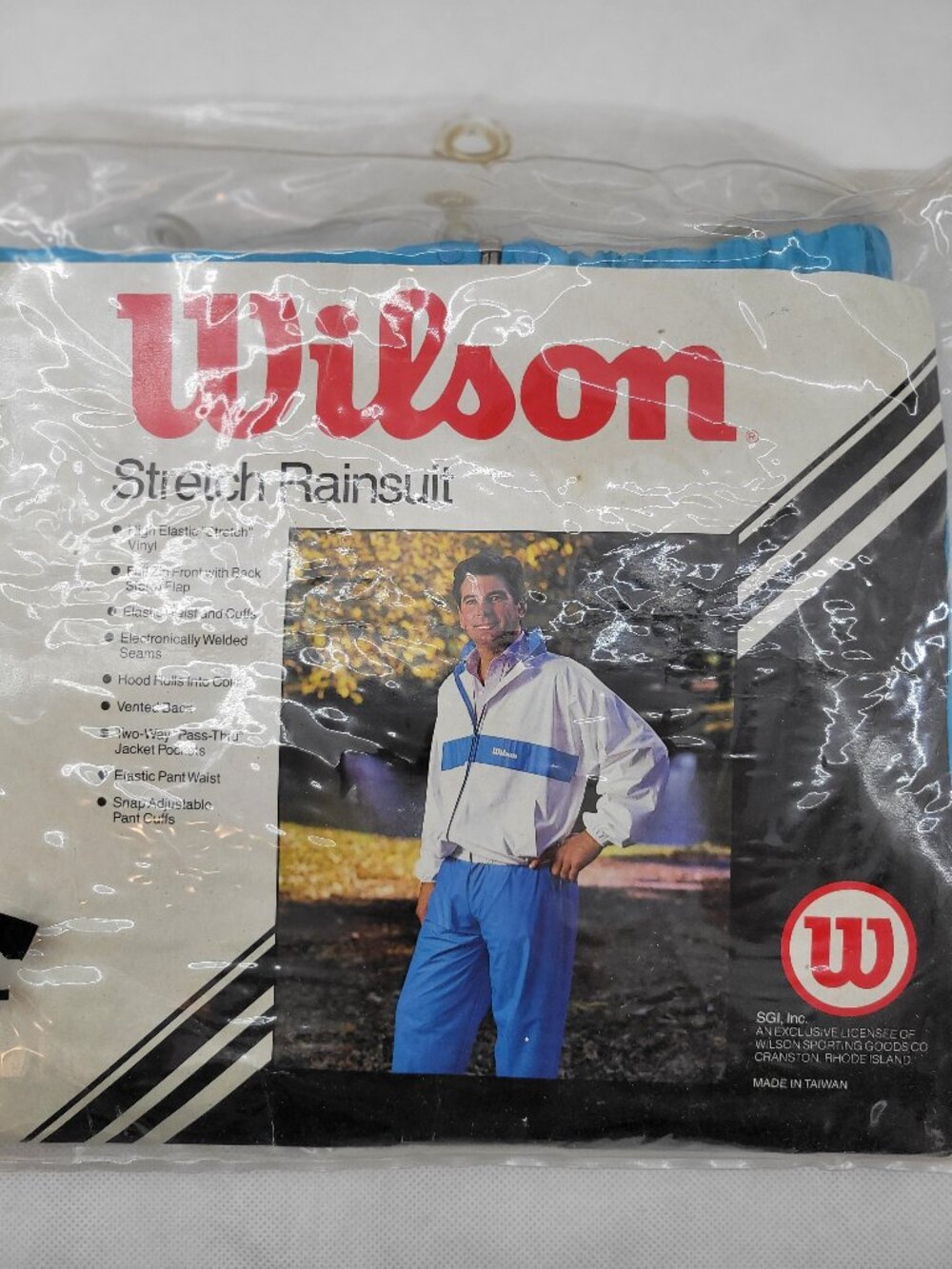VTG Wilson Rain Suit Men's M Blue Zip Jacket Pants Track Tennis Stretch NEW 90s